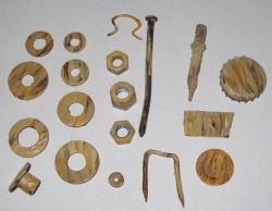 Found objects with marble paint finish.