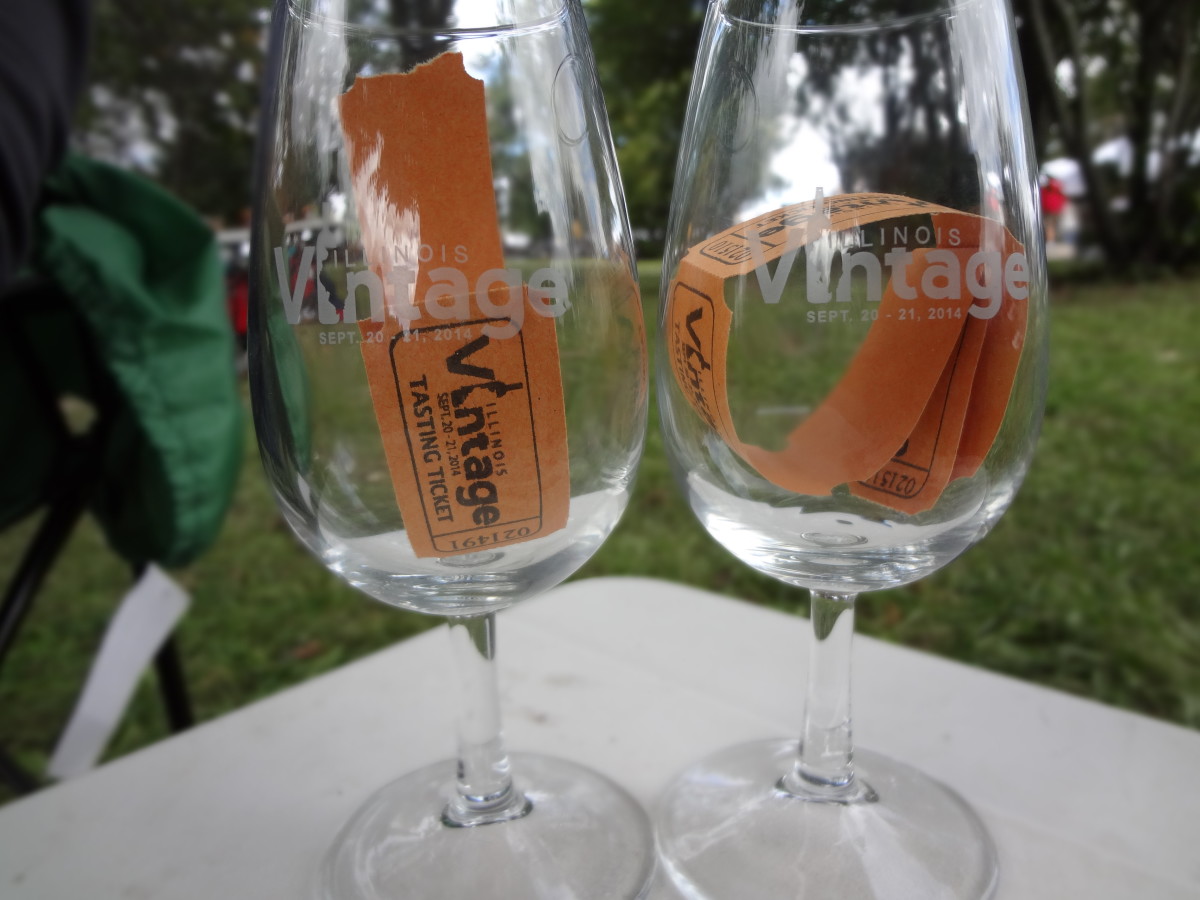 Vintage Illinois Wine Fest tasting glasses and tickets