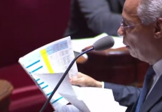 Victorin Lurel presenting his speech in the Senate, May 2013