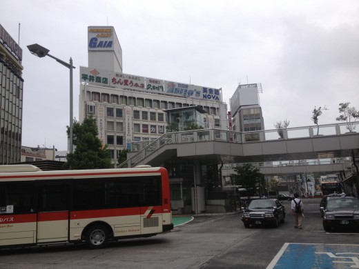 Just arrived and we're outside near Odawara Station.