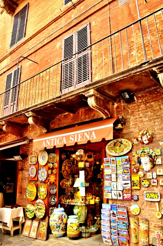 Pottery shopping in Siena.