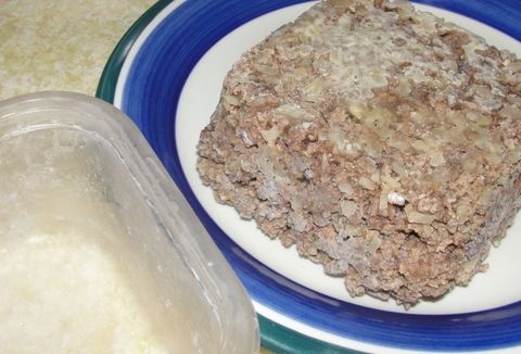 Frozen cooked ground beef ready for any ground beef dish such as spaghetti with meaty sauce
