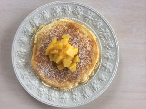 Buttermilk Pancakes with Mango Compote