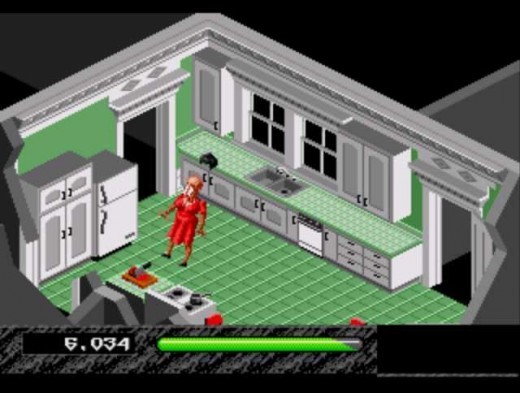 The reactions from the Sardini family are classic as all heck. Here Flo is seen with her eyes popping out. I think she's looking at that cutting board doing its own cutting. The cabinet has a spaceship in it that you can fly around with. Fun times!