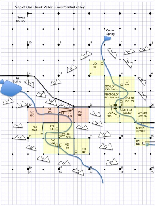 A map of the west valley, KK right side is King farm
