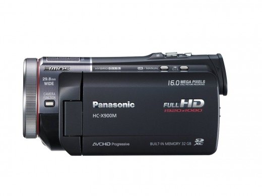 A side view of the Panasonic HC-X900M. A side view of the Panasonic HC-X900M.