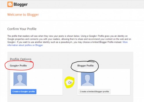Step 3: Select Google + profile or blogger profile