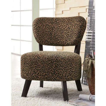Upholstered Brown Leopard Print Armless Slipper Chair
