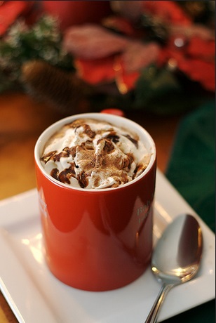 Decorative cup of hot cocoa ready to serve
