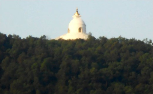 World Peace Pagoda, view from Fewa Lake