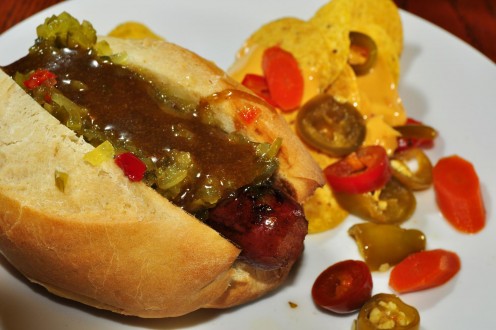 Hot dog with homemade hot dog bun