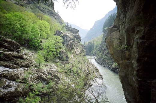 Chnadrabhagha river flowing through Pangi valley in Himachal Pradesh