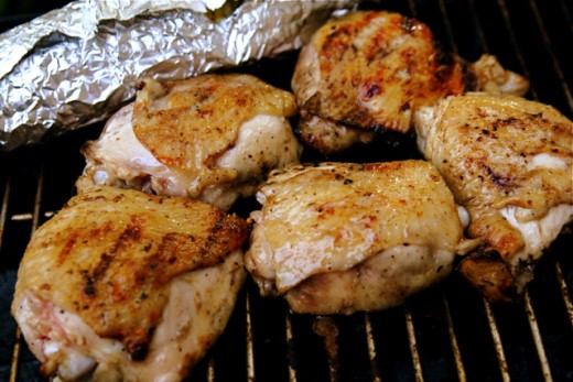 Barbecued chicken - of course, you should take the skin off before you eat it.