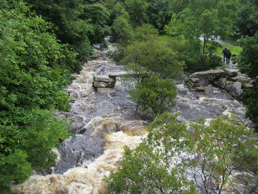 Taken from the Dartmeet Bridge, you can see the ancient Clapper Bridge where two tributaries of the River Dart meet.