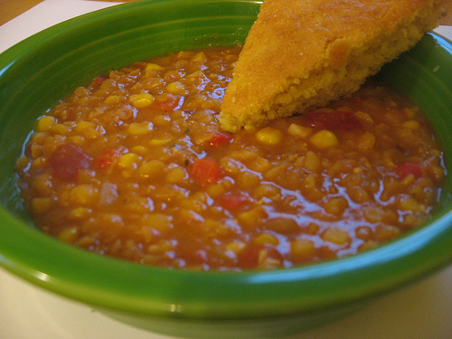 Bean and pea soups are an excellent and delicious source of dietary fiber. Photo by Qfamily.
