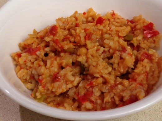 Spanish Rice loaded with onion and bell pepper