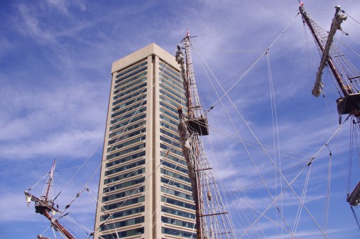 The Baltimore World Trade Center, from below. 