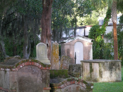 Above Ground Tombs And Grave Markers Inside The Huguenot Cemetery