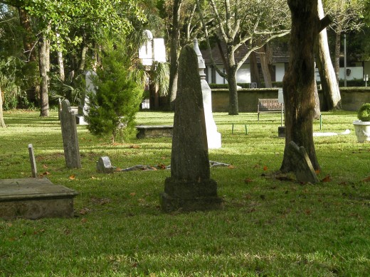 Very Old Tombstones Inside The Huguenot Cemetery In St Augustine Florida