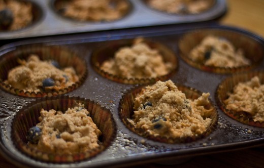 Muffins ready to go into the oven.