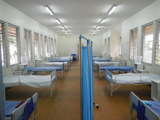 An image taken at a ward set up for treating Ebola patients.