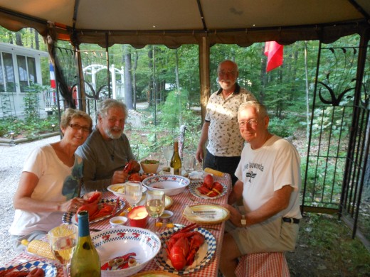 Some of the Air Force pals gather for lobster in New Hampshire. 