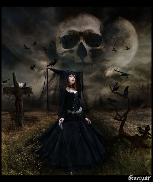 Gothic Witch & Skull