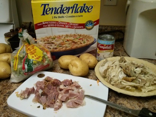 Pie crust, potatoes, left over meats, vegetables. It is THAT easy!