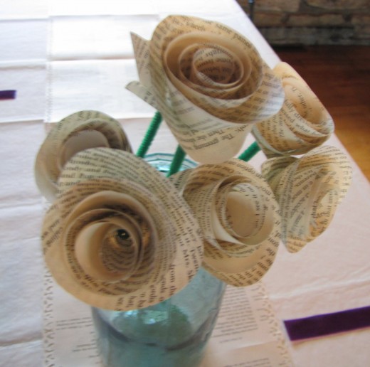 You can use wildflowers or make some paper flowers like these. Perfect for the book club refreshment table.