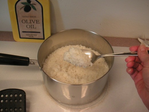 Cooked Rice in a two quart saucepan