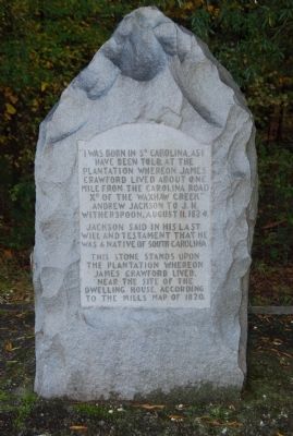Jackson's South Carolina birthplace monument.