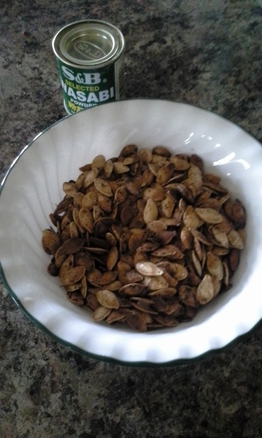 Pumpkin Seeds with Wasabi Powder and Olive Oil