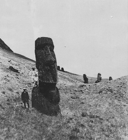 Scattered Statues On Easter Island