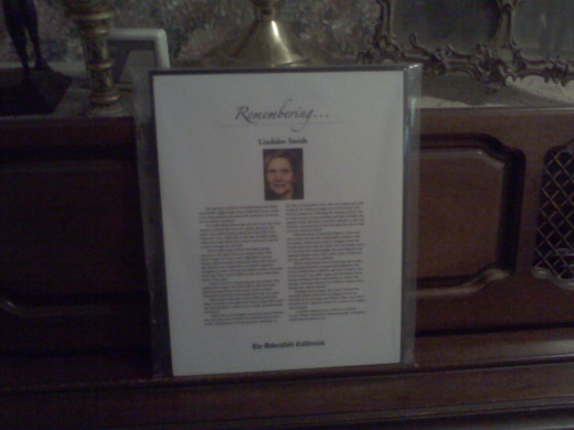 Mom's Obituary plaque sits on her piano