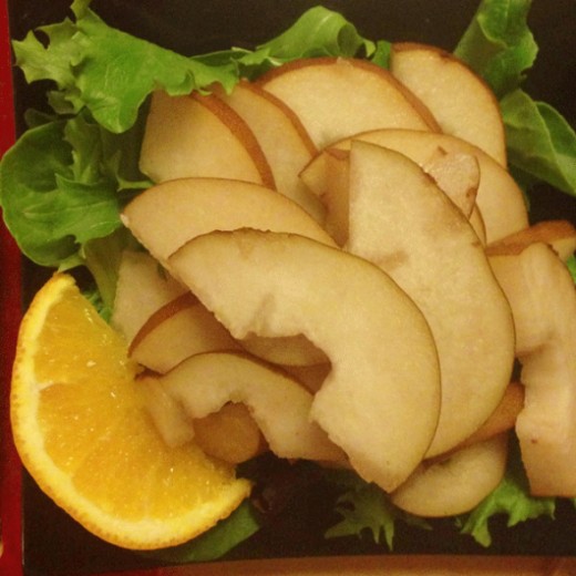 Pear salad to accompany the delicious cheese and leek puff pie