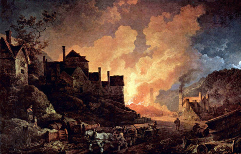 Coalbrookdale by Night. Artist: Philippe-Jacques de Loutherbourg. 1801. Industrial Revolution.