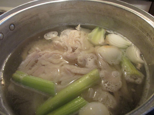 Tripe cooking in pot