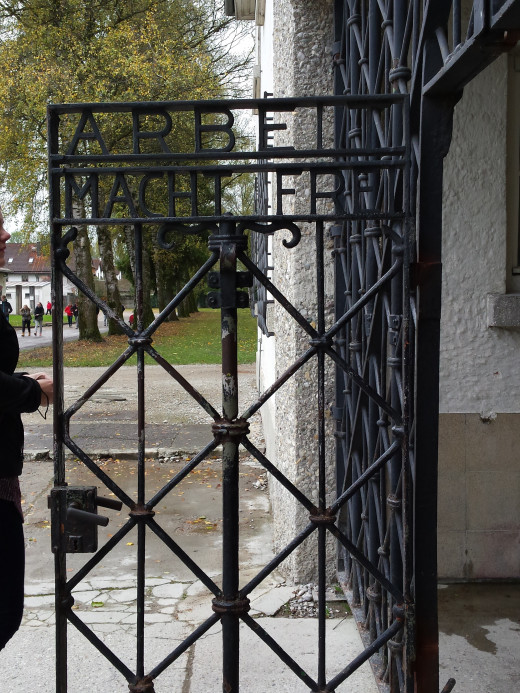 The gate: where the deception begins. The Jourhaus was the only opening to the camp. The gates said: Work Sets You Free.