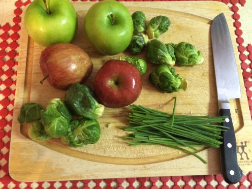 Fresh Apples, Brussels Sprouts, and Chives 
