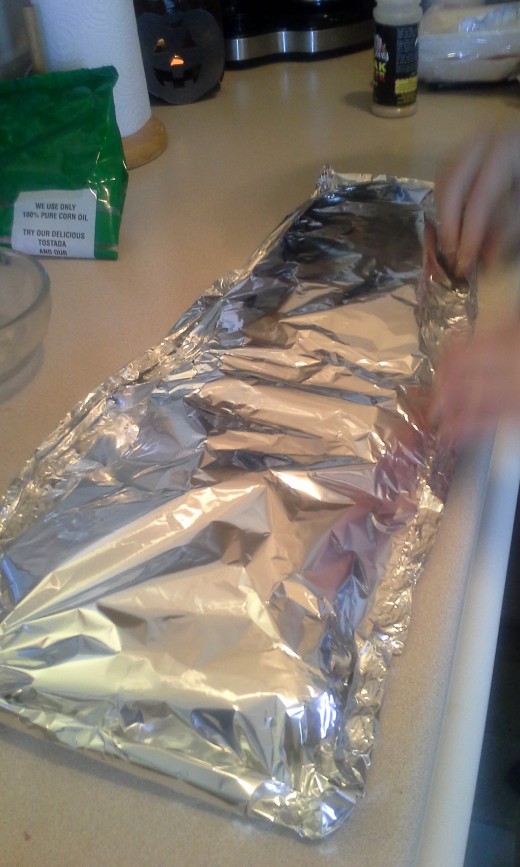 Cover with foil and fold the edges together tightly