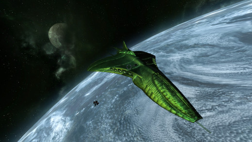 A Tenjin and a Thresher, two of the many playable ships in X3.