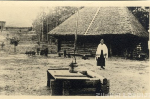 Latvian peasant house and courtyard