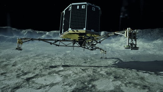 Artistic impression of the Philae landing on the comet's surface