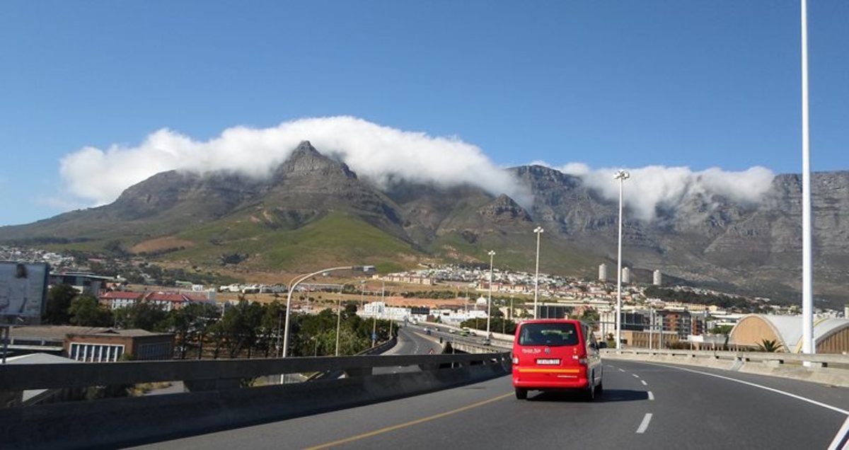Table Mountain is often covered by orographic clouds