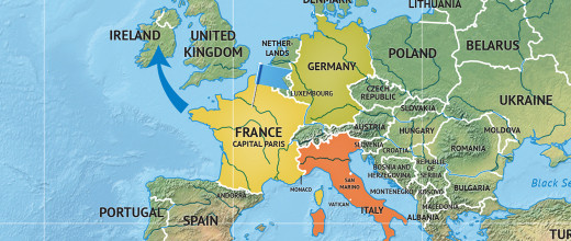 Political map of Europe custom edited with Adobe Illustrator
