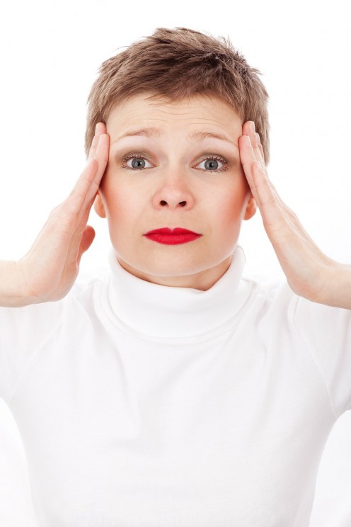 Woman with "face lift."