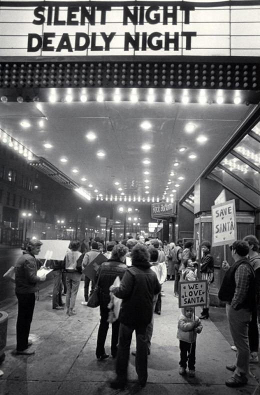 People protesting Silent Night Deadly Night in November of 1984