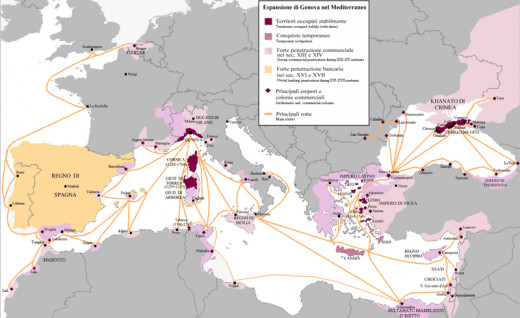 Crimea was a Genoese colony in 13th and 14th century. Many Italians still lived there until the early 20th century when they were either deported or killed by Stalin.