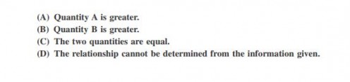 Quantitative Comparison answer choices.