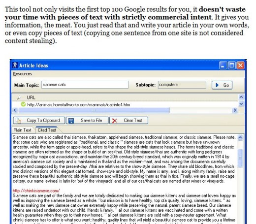 Produces article ideas direct from top search results